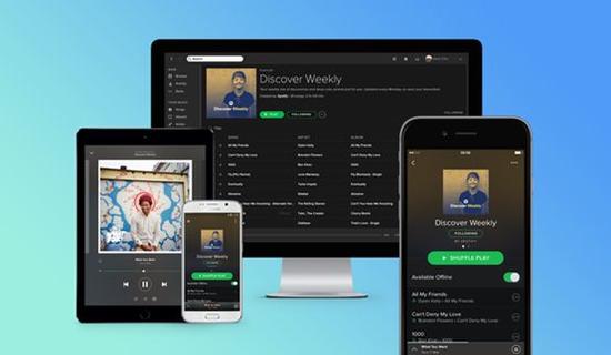 Spotify在PC端、筆電和手機設備上的應用