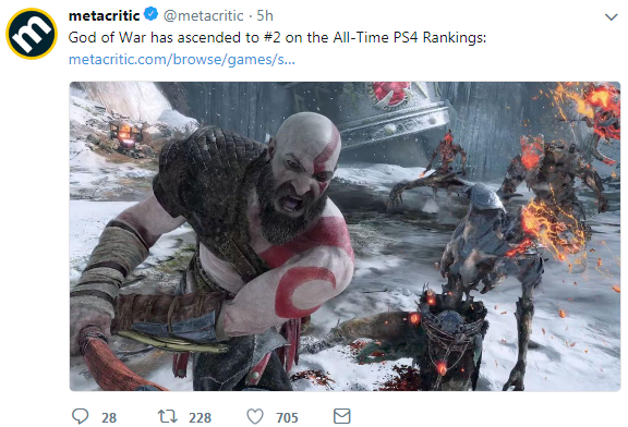 媒體好評如潮 《戰神4》成為PS4史上第二高分遊戲
