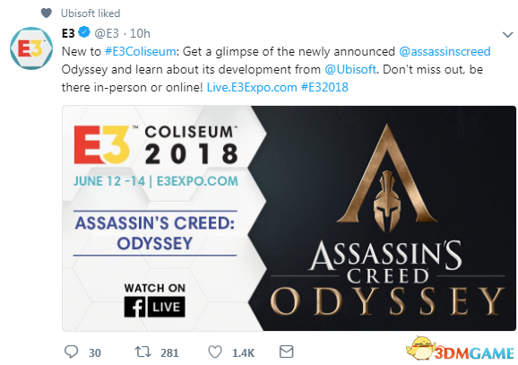 E3官方確認《刺客信條：奧德賽》參展 提醒大家留意