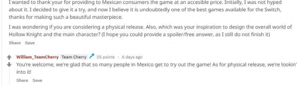 大量墨西哥玩家購買 空洞騎士開發商：感謝墨西哥玩家