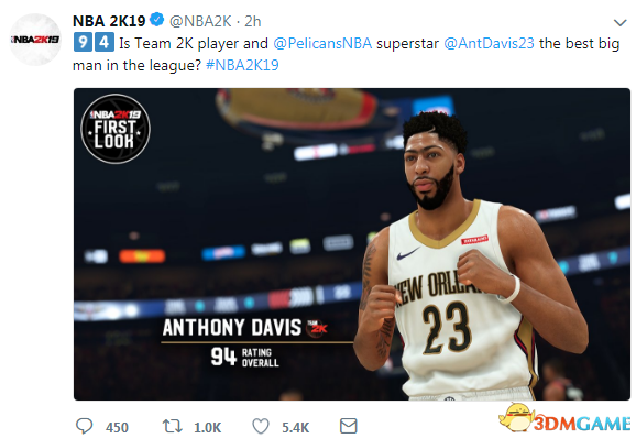 《NBA 2K19》“濃眉”戴維斯能力值公布 結果驚豔
