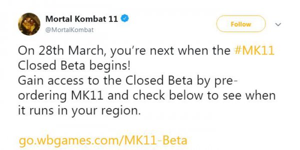 《真人快打11》beta封測時間確認 預購玩家3月底搶先開玩