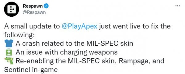 《Apex英雄》更新已修複皮膚和武器問題 暴走被削弱